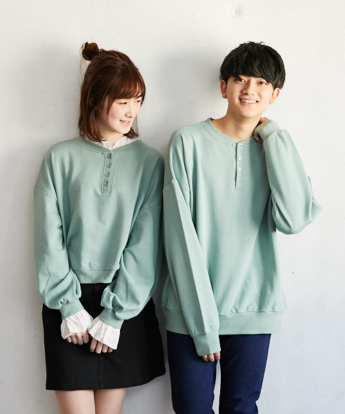 PairPair(ペアペア)の「裏毛ヘンリーネックプルオーバー(Tシャツ/カットソー・メンズ・ブラック/ベージュ/ライトグリーン・FREE)」の17枚目の写真