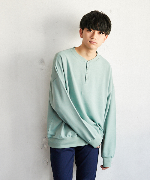 PairPair(ペアペア)の「裏毛ヘンリーネックプルオーバー(Tシャツ/カットソー・メンズ・ブラック/ベージュ/ライトグリーン・FREE)」の21枚目の写真