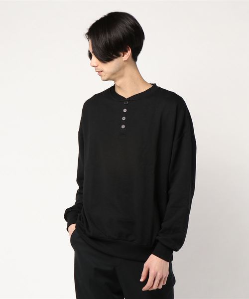 PairPair(ペアペア)の「裏毛ヘンリーネックプルオーバー(Tシャツ/カットソー・メンズ・ブラック/ベージュ/ライトグリーン・FREE)」の1枚目の写真