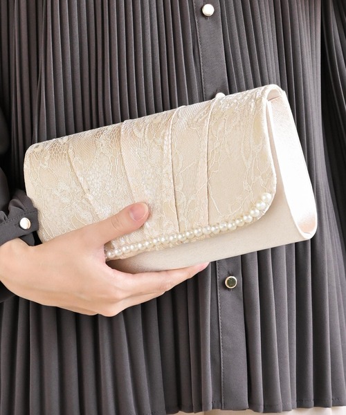 rps（アールピーエス）の「レースパール２ＷＡＹクラッチバッグ（クラッチバッグ・レディース・ブラック/ベージュ・フリー）」の2枚目の写真