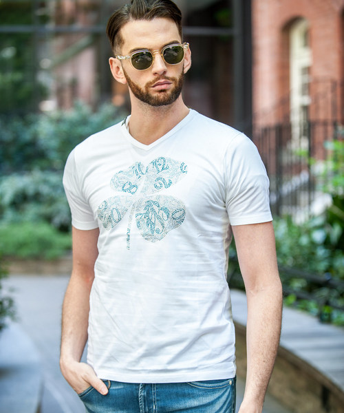 Buffalo Bobs（バッファローボブズ）の「QUADRIFOGLIO(クアドリフォリオ)メタルフィット Tシャツ（Tシャツ/カットソー・メンズ・ホワイト/ブラック・2-3/3-4/1-2）」の17枚目の写真