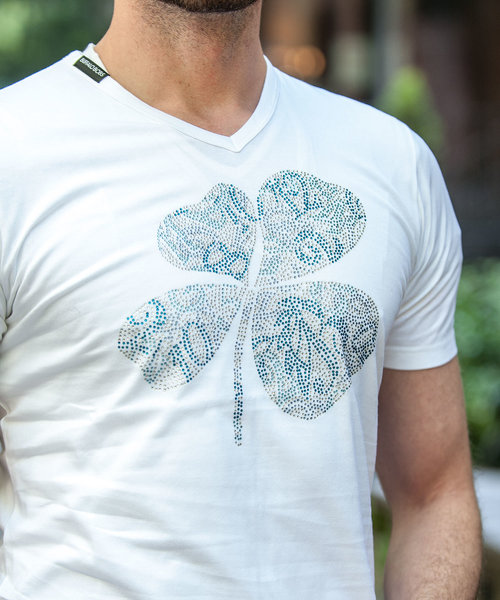 Buffalo Bobs（バッファローボブズ）の「QUADRIFOGLIO(クアドリフォリオ)メタルフィット Tシャツ（Tシャツ/カットソー・メンズ・ホワイト/ブラック・2-3/3-4/1-2）」の14枚目の写真