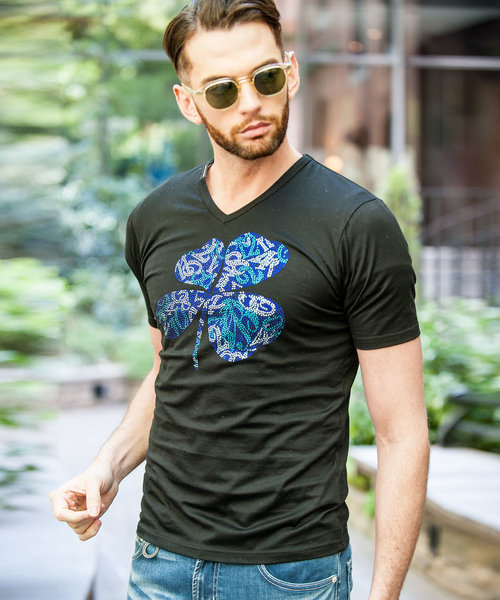 Buffalo Bobs（バッファローボブズ）の「QUADRIFOGLIO(クアドリフォリオ)メタルフィット Tシャツ（Tシャツ/カットソー・メンズ・ホワイト/ブラック・2-3/3-4/1-2）」の10枚目の写真