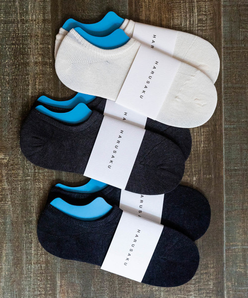 HARUSAKU CC（ハルサクシーシー）の「HARUSAKU CC　Men's loafer & Sneaker socks 6P set：ハルサク メンズローファー＆スニーカーソックス　6Pセット（ソックス/靴下・メンズ・ホワイト/ネイビー・M）」の2枚目の写真