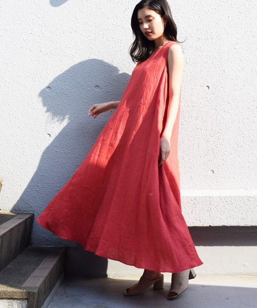 SACRA（サクラ）の「【日本製】リネンポプリンマキシワンピース
