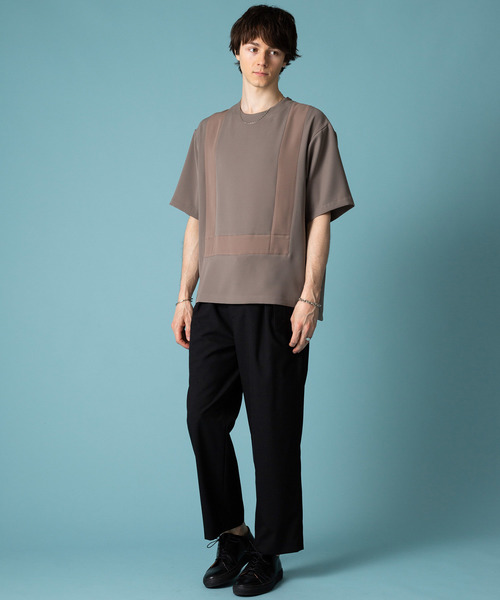 STUDIOUS(ステュディオス)の「【STUDIOUS】ダブルクロス切替プルオーバー(Tシャツ/カットソー・メンズ・ブラック/グレイッシュベージュ・1/2/3)」の12枚目の写真