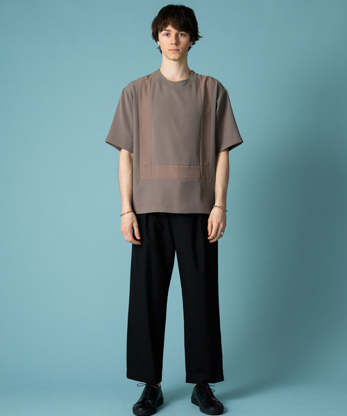 STUDIOUS(ステュディオス)の「【STUDIOUS】ダブルクロス切替プルオーバー(Tシャツ/カットソー・メンズ・ブラック/グレイッシュベージュ・1/2/3)」の13枚目の写真