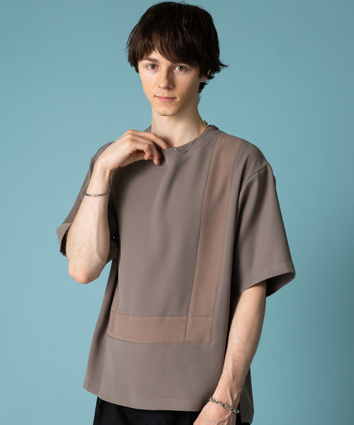 STUDIOUS(ステュディオス)の「【STUDIOUS】ダブルクロス切替プルオーバー(Tシャツ/カットソー・メンズ・ブラック/グレイッシュベージュ・1/2/3)」の17枚目の写真