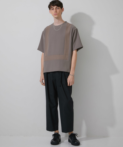 STUDIOUS(ステュディオス)の「【STUDIOUS】ダブルクロス切替プルオーバー(Tシャツ/カットソー・メンズ・ブラック/グレイッシュベージュ・1/2/3)」の20枚目の写真