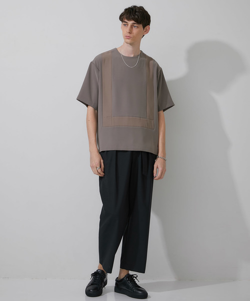 STUDIOUS(ステュディオス)の「【STUDIOUS】ダブルクロス切替プルオーバー(Tシャツ/カットソー・メンズ・ブラック/グレイッシュベージュ・1/2/3)」の21枚目の写真