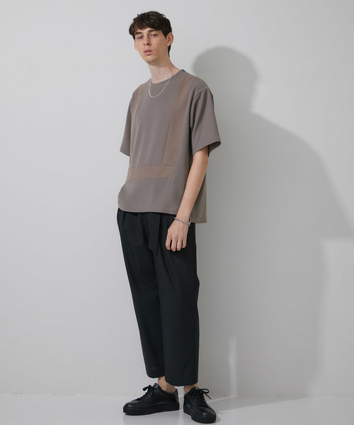 STUDIOUS(ステュディオス)の「【STUDIOUS】ダブルクロス切替プルオーバー(Tシャツ/カットソー・メンズ・ブラック/グレイッシュベージュ・1/2/3)」の22枚目の写真