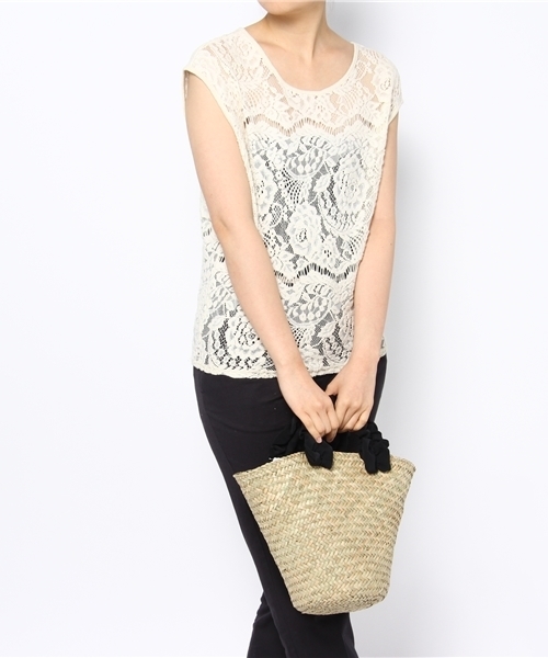 Jewel Changes（ジュエルチェンジズ）の「JC ギャザーハンドル カゴ BAG（かごバッグ・レディース・ピンク/レッド/ネイビー・フリー）」の10枚目の写真