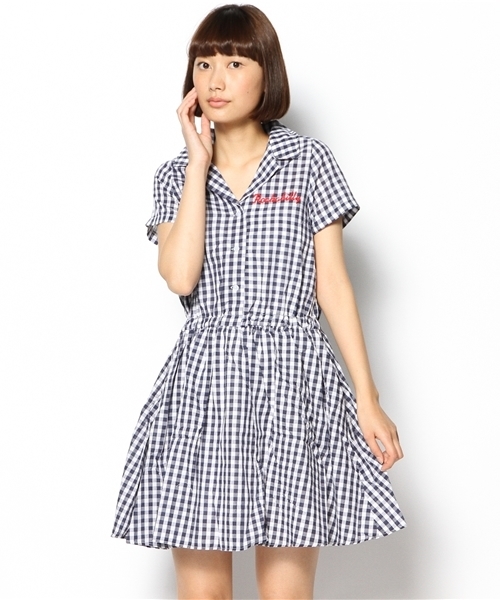 WEGO（ウィゴー）の「WEGO/ギンガムチェック半袖ワンピース（ワンピース・レディース・ブラック/ブルー/レッド・FREE）」の3枚目の写真