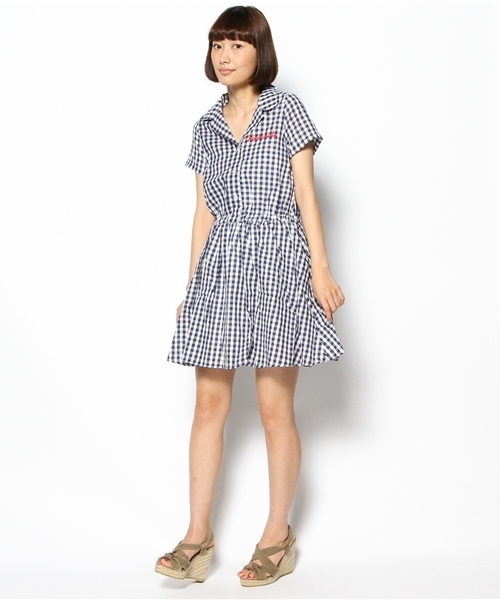 WEGO（ウィゴー）の「WEGO/ギンガムチェック半袖ワンピース（ワンピース・レディース・ブラック/ブルー/レッド・FREE）」の6枚目の写真