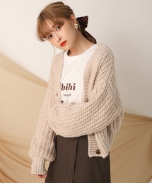 one after another NICE CLAUP | スカーフ付 片畦ニットカーディガン(カーディガン/ボレロ)