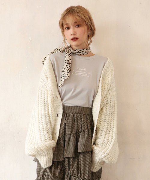one after another NICE CLAUP(ワンアフターアナザーナイスクラップ)の「スカーフ付 片畦ニットカーディガン(カーディガン/ボレロ・レディース・アイボリー/ブラウン/ベージュ/キャメル・FREE)」の2枚目の写真