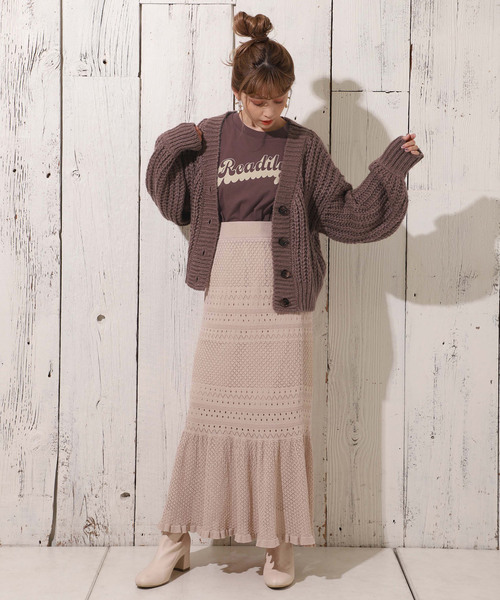 one after another NICE CLAUP(ワンアフターアナザーナイスクラップ)の「スカーフ付 片畦ニットカーディガン(カーディガン/ボレロ・レディース・アイボリー/ブラウン/ベージュ/キャメル・FREE)」の9枚目の写真
