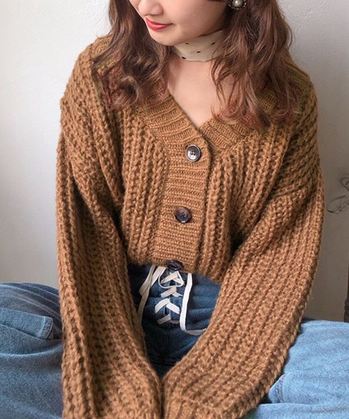 one after another NICE CLAUP(ワンアフターアナザーナイスクラップ)の「スカーフ付 片畦ニットカーディガン(カーディガン/ボレロ・レディース・アイボリー/ブラウン/ベージュ/キャメル・FREE)」の19枚目の写真