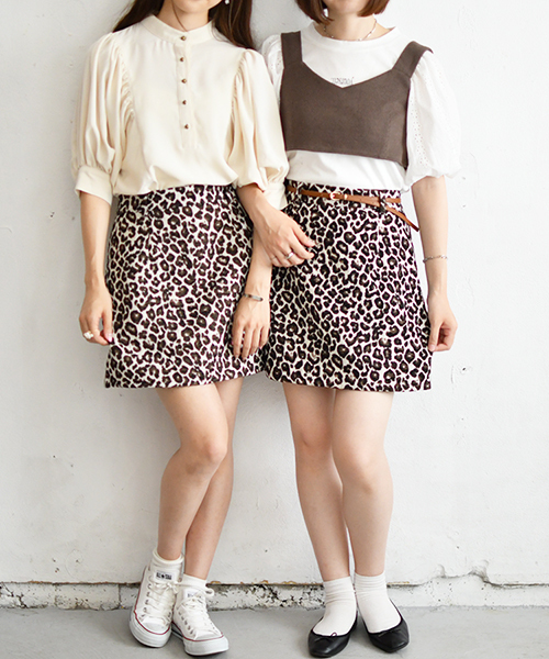 PairPair（ペアペア）の「レオパード柄＆ゴブラン柄台形ミニスカート（スカート・レディース・ベージュ/その他・FREE）」の8枚目の写真