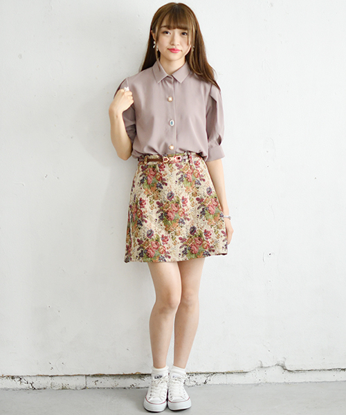 PairPair（ペアペア）の「レオパード柄＆ゴブラン柄台形ミニスカート（スカート・レディース・ベージュ/その他・FREE）」の9枚目の写真