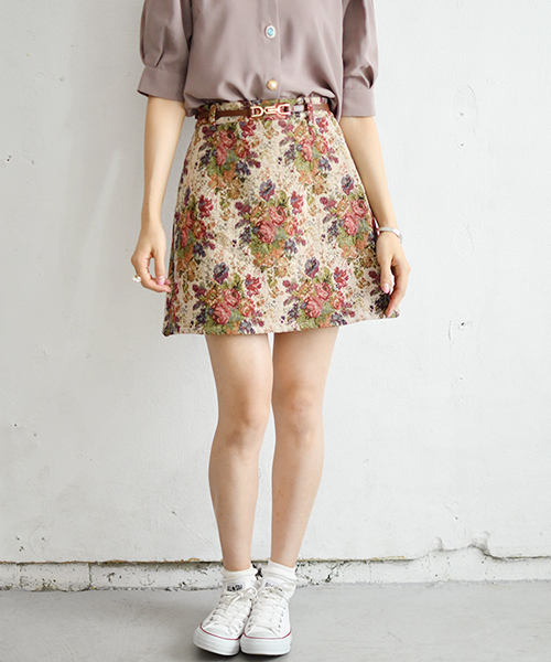 PairPair（ペアペア）の「レオパード柄＆ゴブラン柄台形ミニスカート（スカート・レディース・ベージュ/その他・FREE）」の12枚目の写真