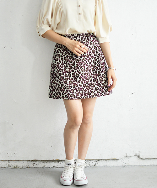 PairPair（ペアペア）の「レオパード柄＆ゴブラン柄台形ミニスカート（スカート・レディース・ベージュ/その他・FREE）」の18枚目の写真