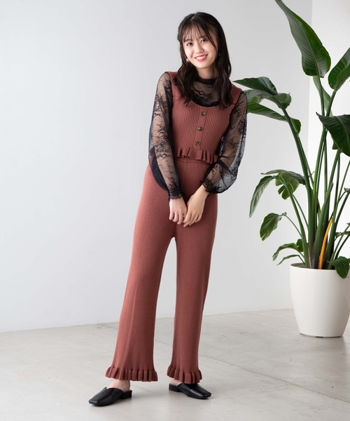 WEGO(ウィゴー)の「WEGO/【セットアップ対応商品】フリルニットパンツ(その他パンツ・レディース・ブラウン/アイボリー・FREE)」の11枚目の写真