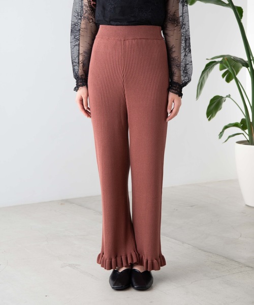 WEGO(ウィゴー)の「WEGO/【セットアップ対応商品】フリルニットパンツ(その他パンツ・レディース・ブラウン/アイボリー・FREE)」の7枚目の写真