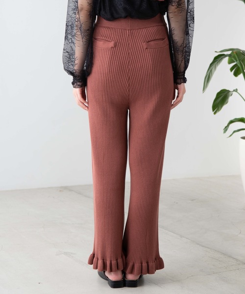 WEGO(ウィゴー)の「WEGO/【セットアップ対応商品】フリルニットパンツ(その他パンツ・レディース・ブラウン/アイボリー・FREE)」の4枚目の写真