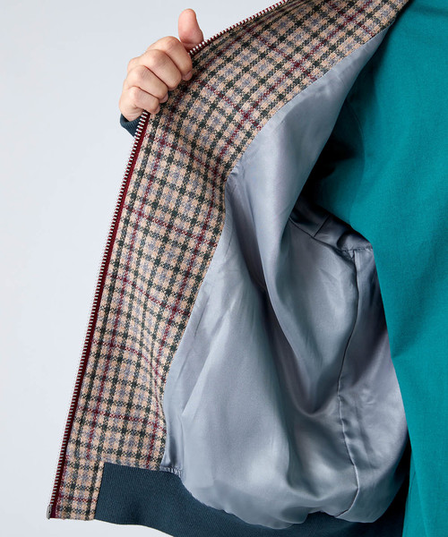 セール】異素材ドッキングチェックボンバージャケット(MA-1)（MA-1