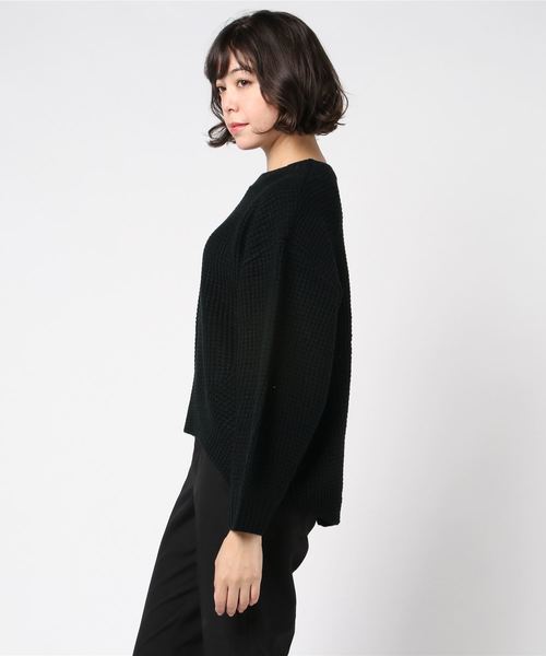 STYLEBLOCK（スタイルブロック）の「バルキー模様編みビッグシルエットニットセーター（ニット/セーター・レディース・モカ/杢グレー/ライトベージュ/ブラック/オフホワイト/パープル・M）」の8枚目の写真