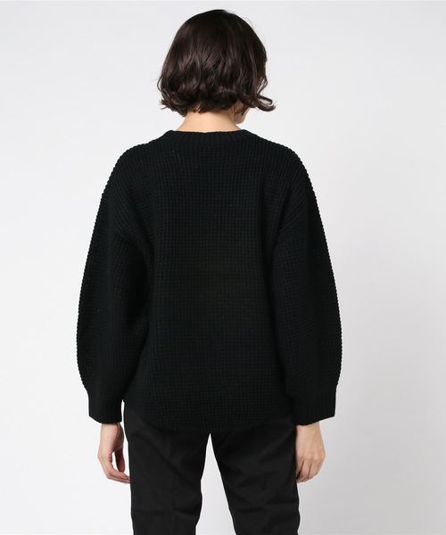 STYLEBLOCK（スタイルブロック）の「バルキー模様編みビッグシルエットニットセーター（ニット/セーター・レディース・モカ/杢グレー/ライトベージュ/ブラック/オフホワイト/パープル・M）」の7枚目の写真