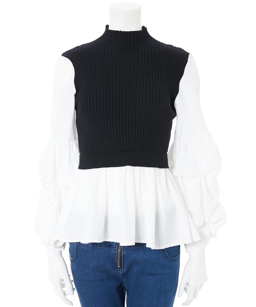 fifth（フィフス）の「ボリュームスリーブドッキングニット（ニット/セーター・レディース・ホワイト/グレー/ブラック/ブラウン系その他/オレンジ系その他/グレイッシュブルー・MEDIUM）」の8枚目の写真