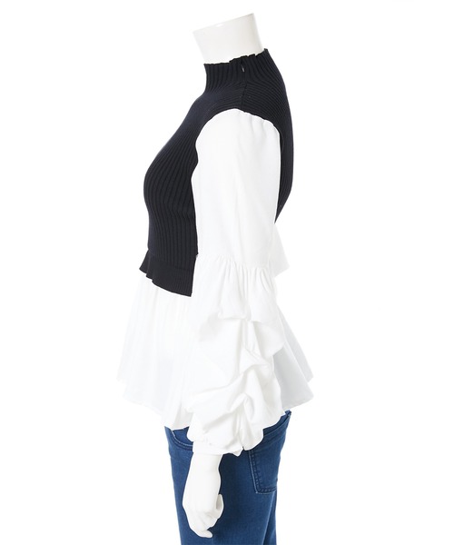 fifth（フィフス）の「ボリュームスリーブドッキングニット（ニット/セーター・レディース・ホワイト/グレー/ブラック/ブラウン系その他/オレンジ系その他/グレイッシュブルー・MEDIUM）」の9枚目の写真