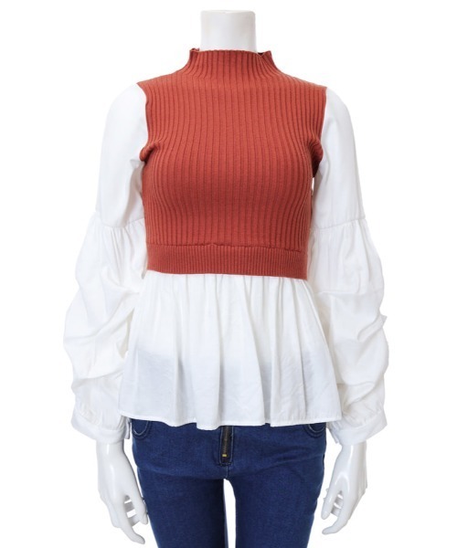 fifth（フィフス）の「ボリュームスリーブドッキングニット（ニット/セーター・レディース・ホワイト/グレー/ブラック/ブラウン系その他/オレンジ系その他/グレイッシュブルー・MEDIUM）」の20枚目の写真