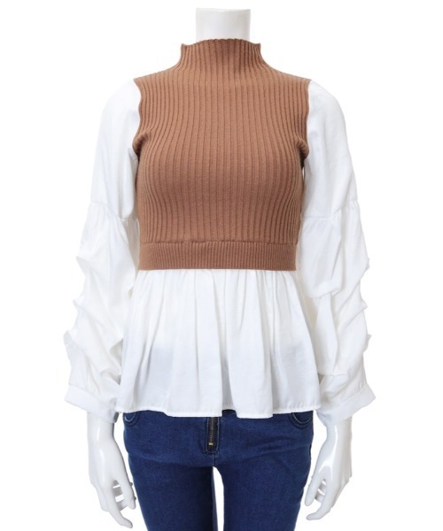 fifth（フィフス）の「ボリュームスリーブドッキングニット（ニット/セーター・レディース・ホワイト/グレー/ブラック/ブラウン系その他/オレンジ系その他/グレイッシュブルー・MEDIUM）」の19枚目の写真