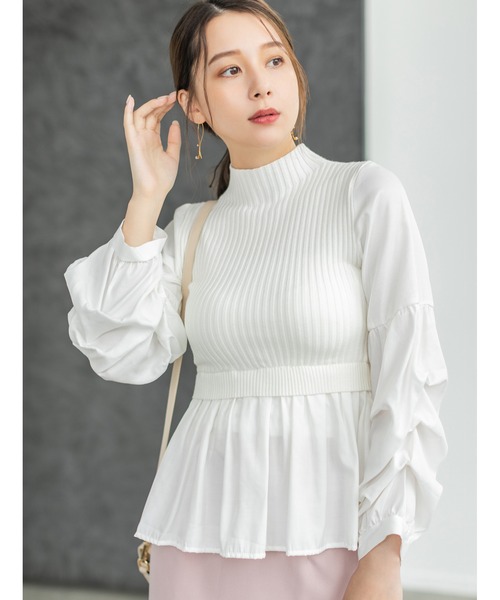 fifth（フィフス）の「ボリュームスリーブドッキングニット（ニット/セーター・レディース・ホワイト/グレー/ブラック/ブラウン系その他/オレンジ系その他/グレイッシュブルー・MEDIUM）」の22枚目の写真