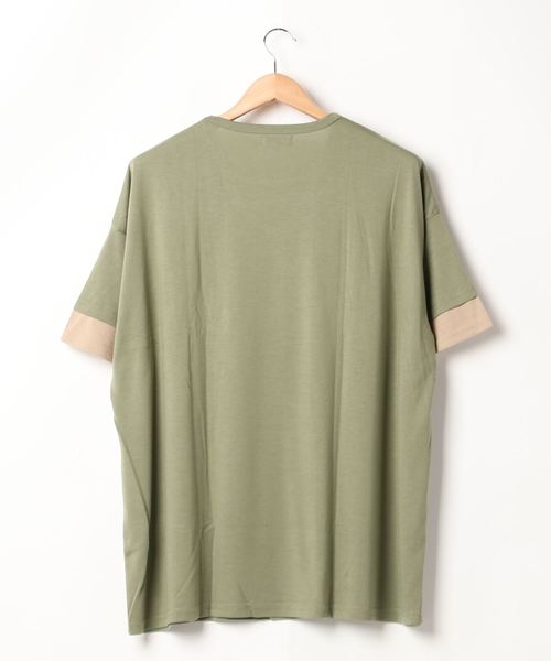 B.I.D.(ビーアイディー)の「《Bl》フェイクVネック半袖カットソー 無地(Tシャツ/カットソー・レディース・ネイビー/カーキ/ピンク/チャコールグレー/ブラック・LARGE/MEDIUM)」の6枚目の写真