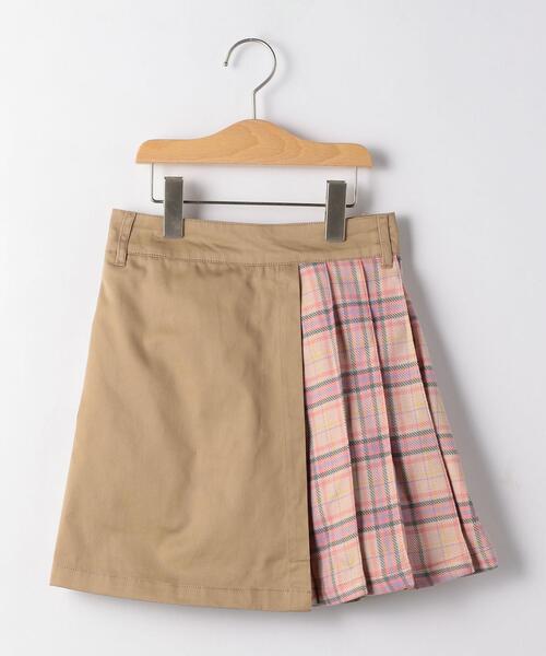green label relaxing（グリーンレーベルリラクシング）の「ツイル×チェック ラップスカート（スカート・キッズ・クリーム/ライトピンク・155/135/145）」の2枚目の写真