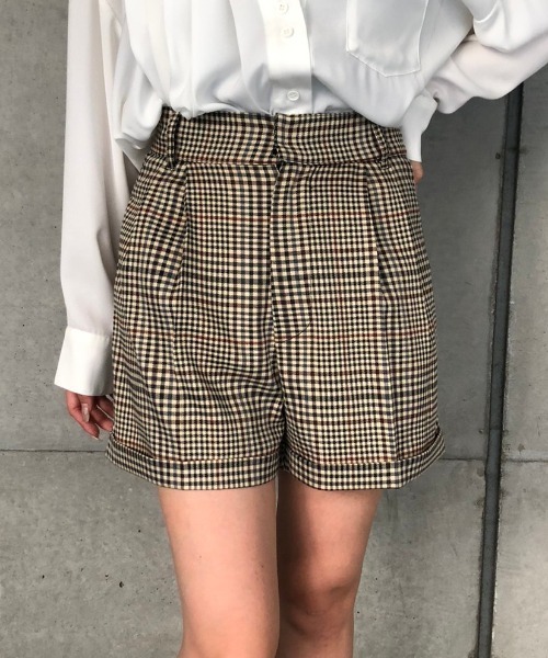 ENVYM（アンビー）の「チェックショートＰＴ（その他パンツ・レディース・ベージュ/グレー・FREE）」の5枚目の写真