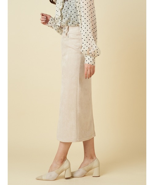 ROYAL PARTY（ロイヤルパーティー）の「スウェードタイトスカート（スカート・レディース・パープル/キャメル/ベージュ・SMALL/MEDIUM）」の4枚目の写真