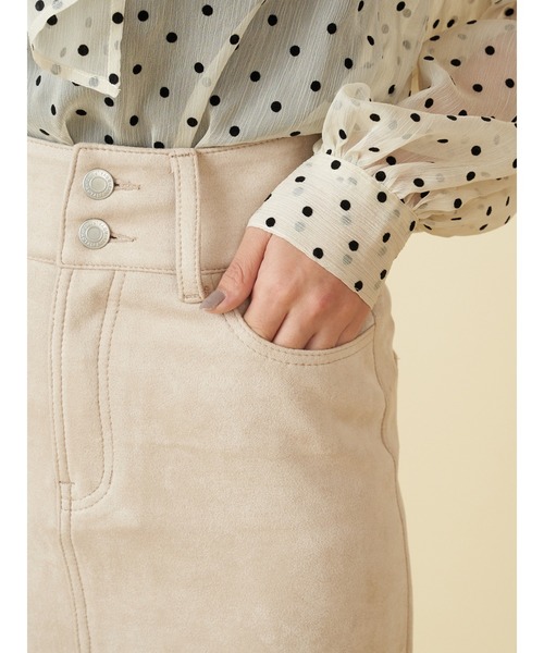 ROYAL PARTY（ロイヤルパーティー）の「スウェードタイトスカート（スカート・レディース・パープル/キャメル/ベージュ・SMALL/MEDIUM）」の8枚目の写真