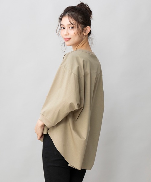 Munich（ミューニック）の「コットンインターロックファブリック　Tブラウス（Tシャツ/カットソー・レディース・ホワイト/ブラック/ベージュ・FREE）」の3枚目の写真