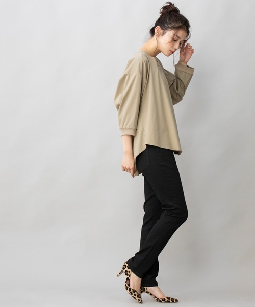 Munich（ミューニック）の「コットンインターロックファブリック　Tブラウス（Tシャツ/カットソー・レディース・ホワイト/ブラック/ベージュ・FREE）」の15枚目の写真