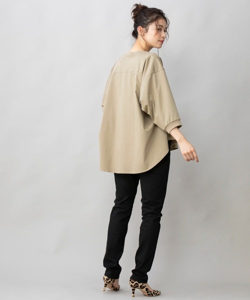 Munich（ミューニック）の「コットンインターロックファブリック　Tブラウス（Tシャツ/カットソー・レディース・ホワイト/ブラック/ベージュ・FREE）」の12枚目の写真