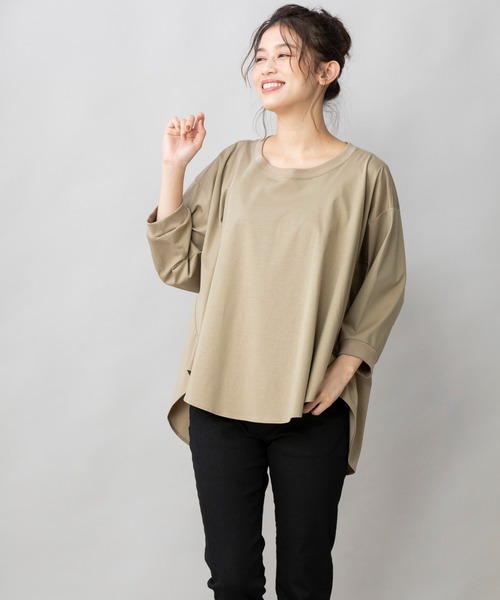 Munich（ミューニック）の「コットンインターロックファブリック　Tブラウス（Tシャツ/カットソー・レディース・ホワイト/ブラック/ベージュ・FREE）」の18枚目の写真