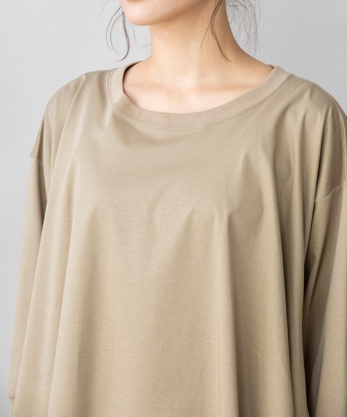 Munich（ミューニック）の「コットンインターロックファブリック　Tブラウス（Tシャツ/カットソー・レディース・ホワイト/ブラック/ベージュ・FREE）」の7枚目の写真