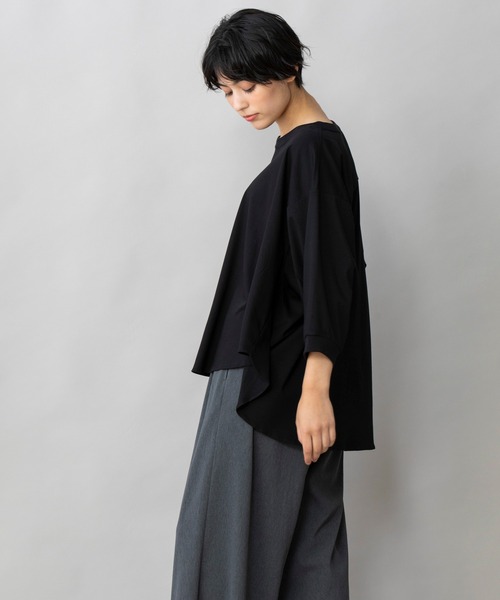 Munich（ミューニック）の「コットンインターロックファブリック　Tブラウス（Tシャツ/カットソー・レディース・ホワイト/ブラック/ベージュ・FREE）」の8枚目の写真