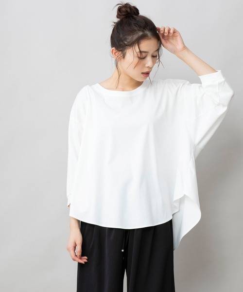 Munich（ミューニック）の「コットンインターロックファブリック　Tブラウス（Tシャツ/カットソー・レディース・ホワイト/ブラック/ベージュ・FREE）」の14枚目の写真