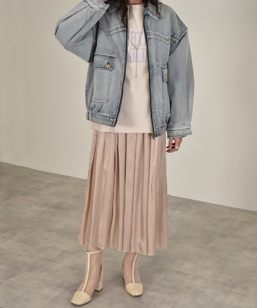 w closet（ダブルクローゼット）の「シャイニーサテン×チュールリバーシブルスカート（スカート・レディース・モカ/ベージュ・マルチサイズ）」の5枚目の写真